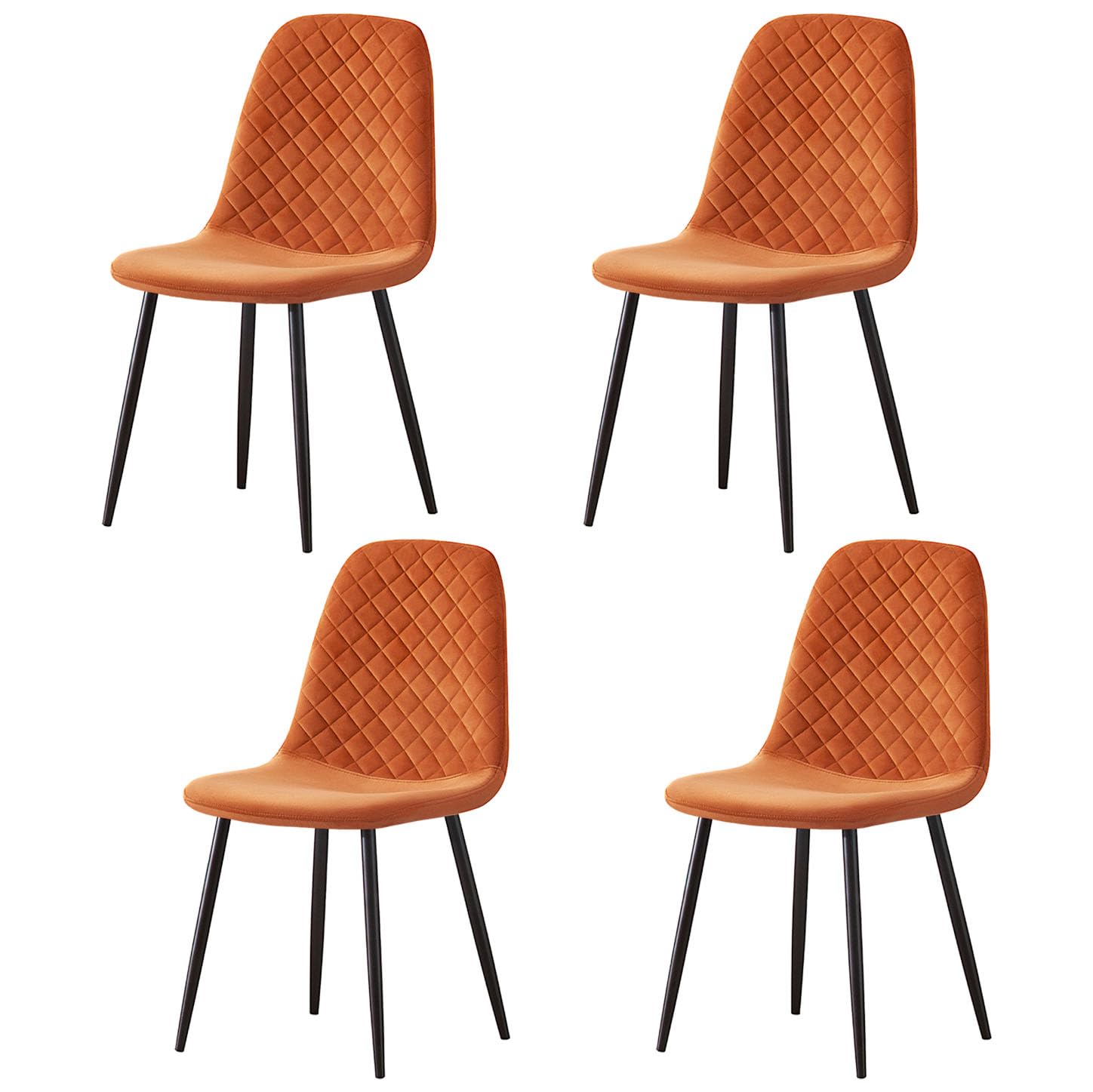 AINPECCA Set of 4 Velvet Dining Chairs Fabric Upholstered seat with Metal Legs Dressing Lounge Home (4, Orange) — image 1