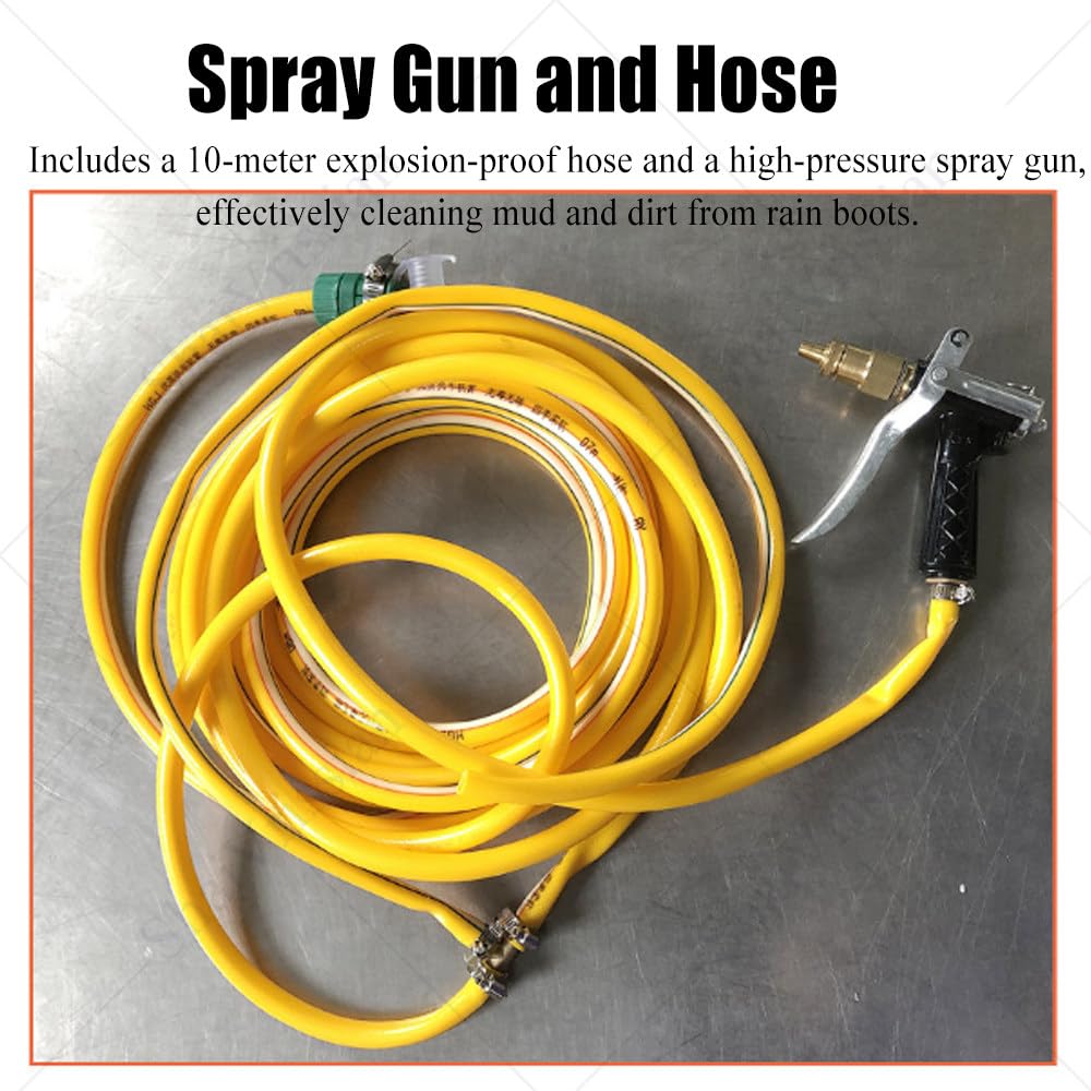 Pulitore Stivali Agricoli con Spazzole su 3 Lati | Pistola a Spruzzo,Spazzole Rigide,Acciaio Inox,Rimuove Fango,Sporco E Neve,Allevamento,Ranch,Fattoria