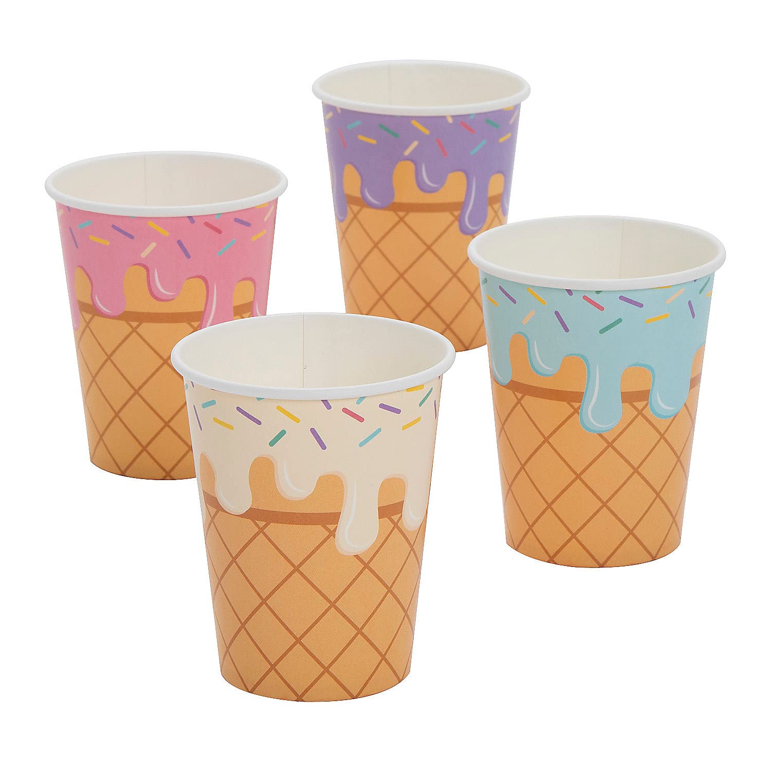 Fun Express Ice Cream Party Cones & Sprinkles Paper Cups - 8 Ct.