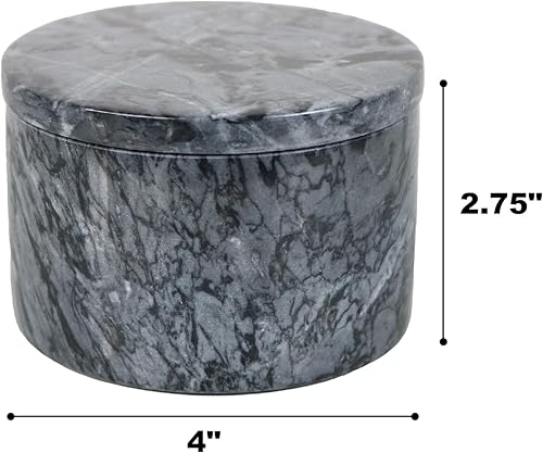 Miniatura 5 de Bodega de sal de mármol con tapa y cuchara de madera, caja de hierbas de pimienta hecha a mano de 4 pulgadas, contenedor de almacenamiento de