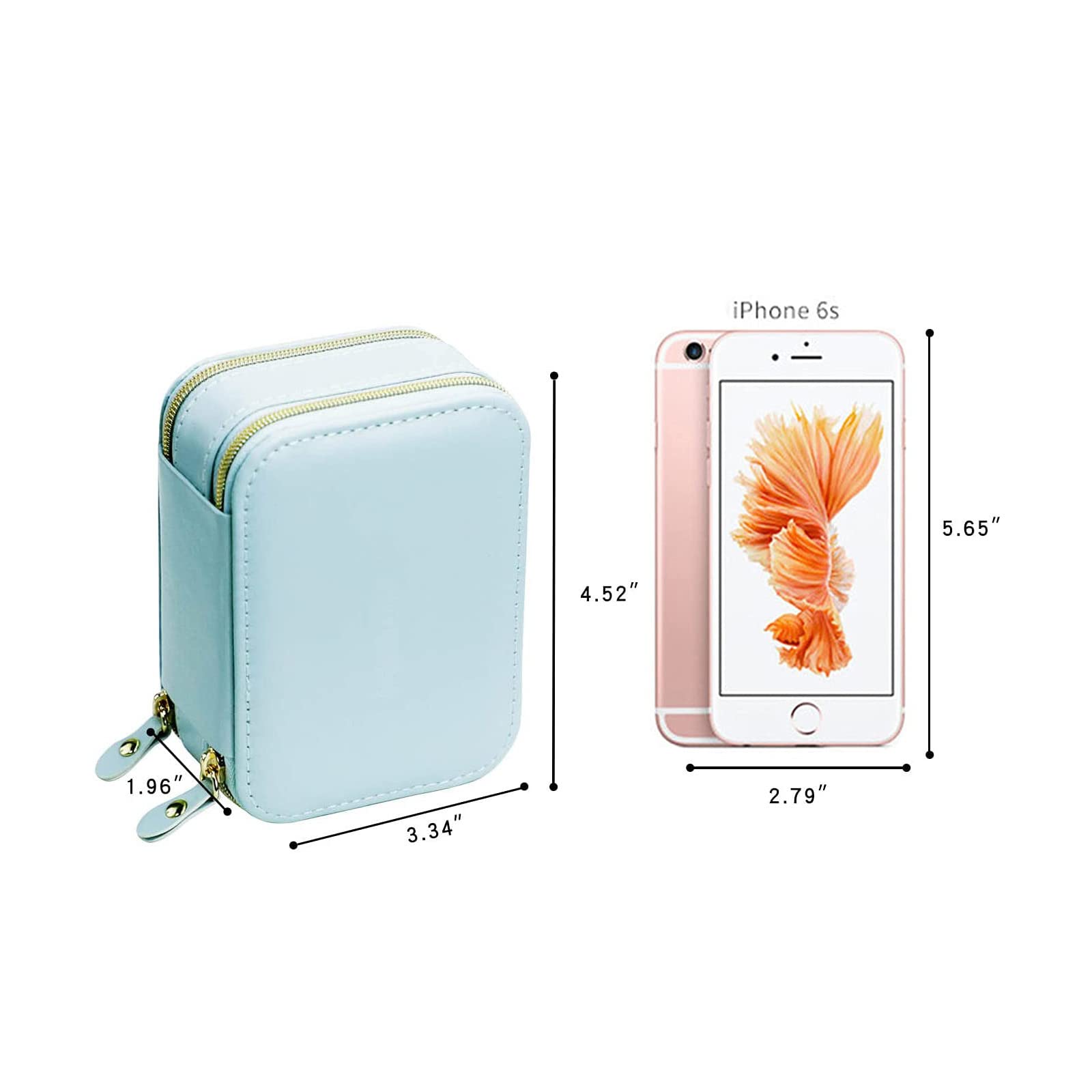 ASLIDECOR Travel Jewelry Case with Mirror,Double Zipper Bulk Travel Jewelry Box, 2 Layer Jewelry Travel Casex for Necklaces,Rings,Bracelets(BLUE)