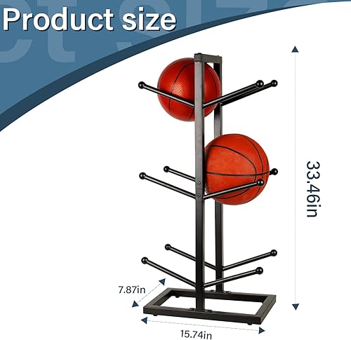 Miniatura 2 de Organizador de baloncesto para almacenamiento de bolas de metal, almacenamiento deportivo para interiores y exteriores