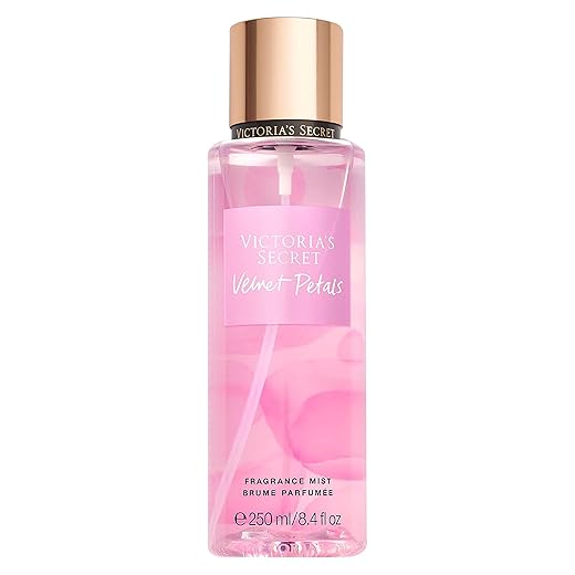 Victoria's Secret Velvet Petals Body Mist para mulheres, perfume com notas de flores exuberantes e esmalte de amêndoa, 250 ml