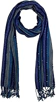 Humble Hilo Handmade Zari Weave Luxury Scarf Shawl Wrap - Multicolor Metallic Sequins, 70x18 Viscose Shawl for Women