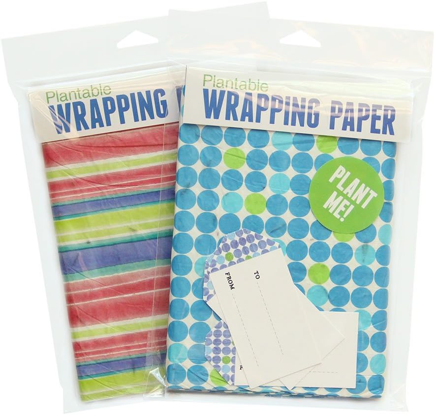 Blooming Plantables Plantable Wrapping Paper - 2 Pack - Dots and Stripes