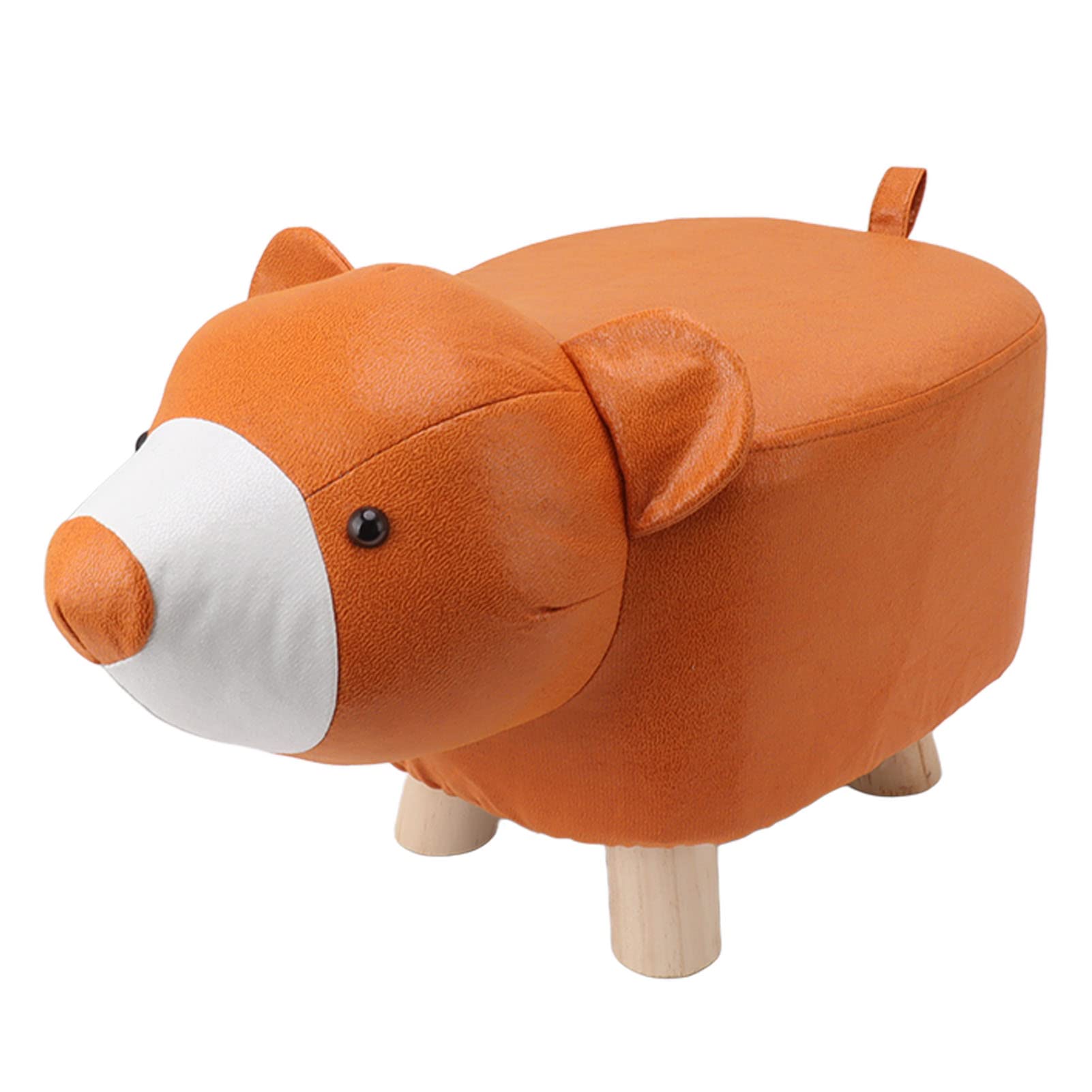 Jectse Cute Animal Footstool with Soft Padded Cushion, Prevent Slip Feet, Small Footrest Stools for Kids, Adults, Wooden, Multi Purpose (Bear)