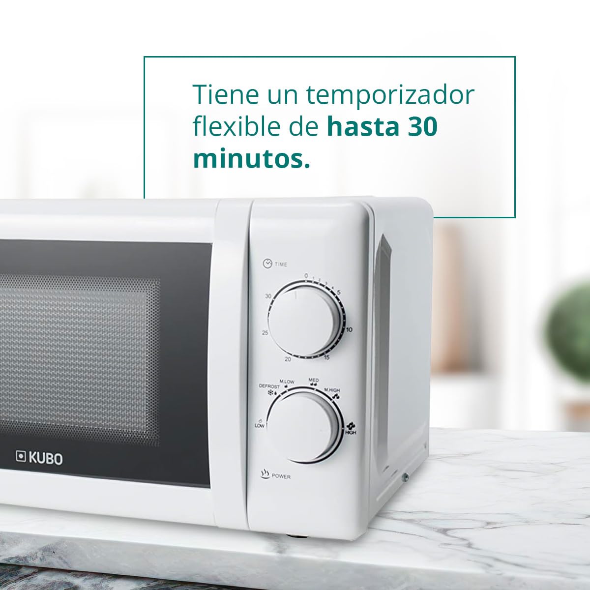 Kubo Kuchenka mikrofalowa o pojemności 20 litrów, 6 poziomów roboczych, 700W, Timer 30min, Biały