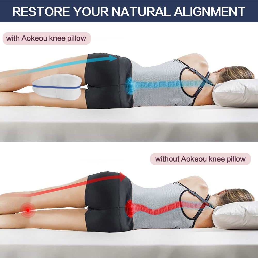 ROXANEPIG Coussin Jambes Et Genoux Mousse Mémoire De Forme - Ergonomique Pour Dormir Sur Le Côté