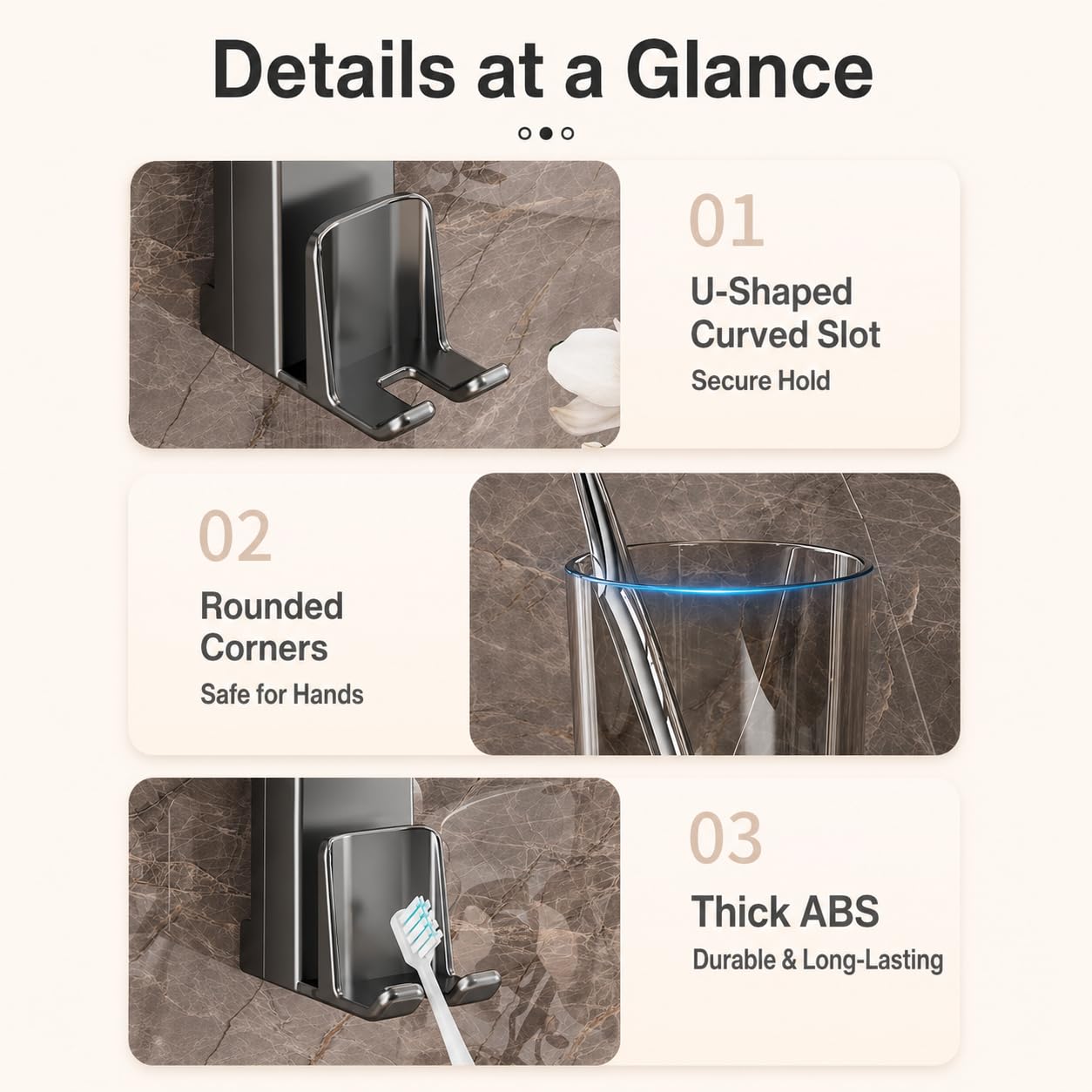 Porta Spazzolino Elettrico da Muro con Bicchiere, Portaspazzolini Bagno Salvaspazio con Ventosa Senza Trapano, Organizer Lavabo in ABS per Piastrelle Specchio Vetro,Grey-3pc