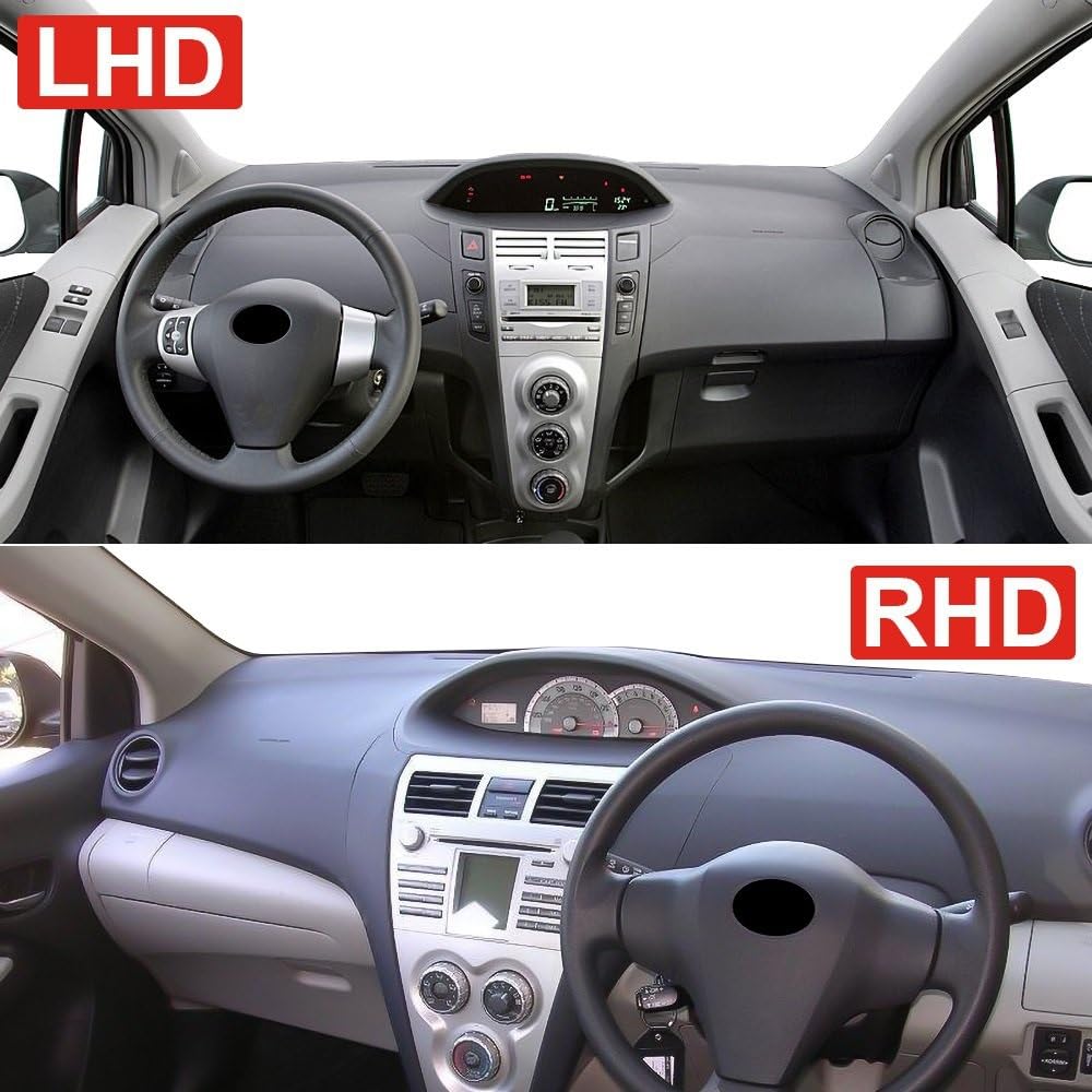 Pasuje do Yaris Pasuje do Vitz 2006-2011 Pokrywa deski rozdzielczej samochodu Unikaj światła Mata przeciwsłoneczna Maty antypoślizgowe(B LHD Black)