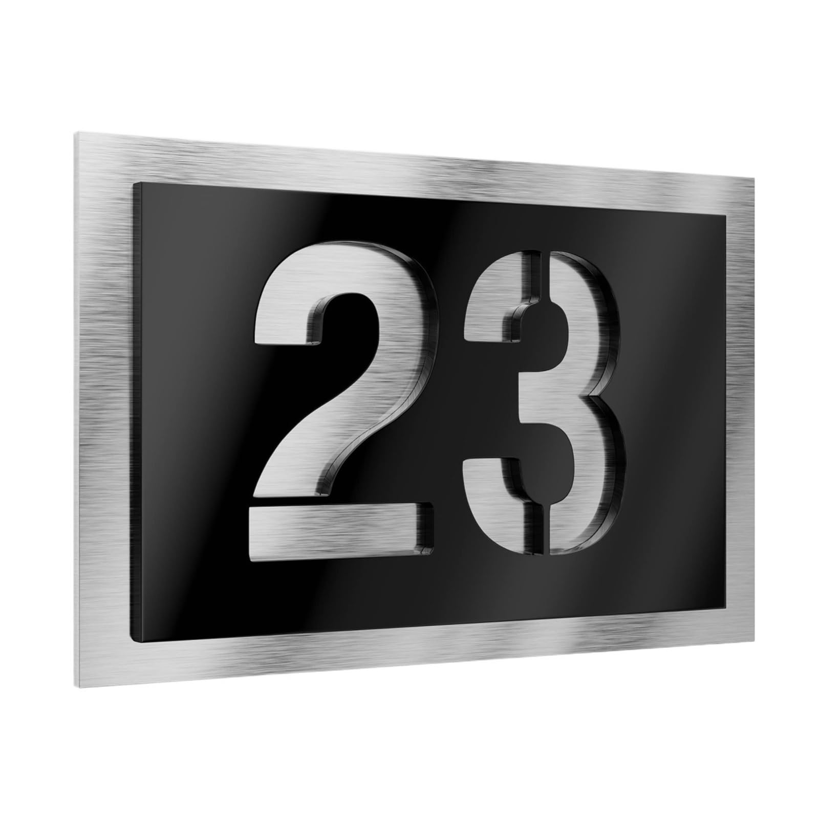 Placa Con Número De Casa, 3D, Negro, Gris Antracita, Aluminio, Acrílico, Metal, Señal for Exteriores, Nombre for Pared Y Habitación, 1 Ud(20x20cm)