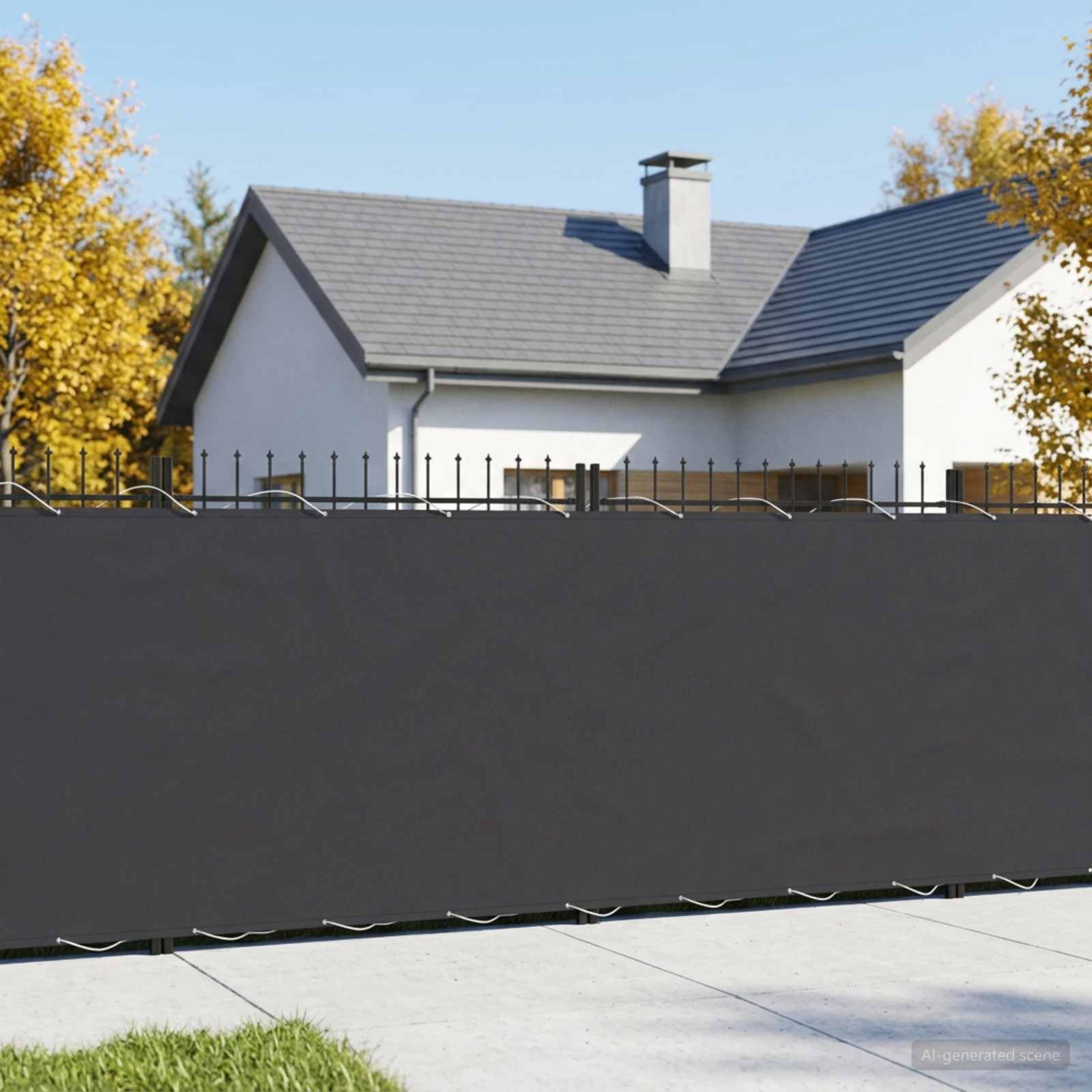 Frangivista da Balcone in Poliestere, Nero, 600 x 180 cm