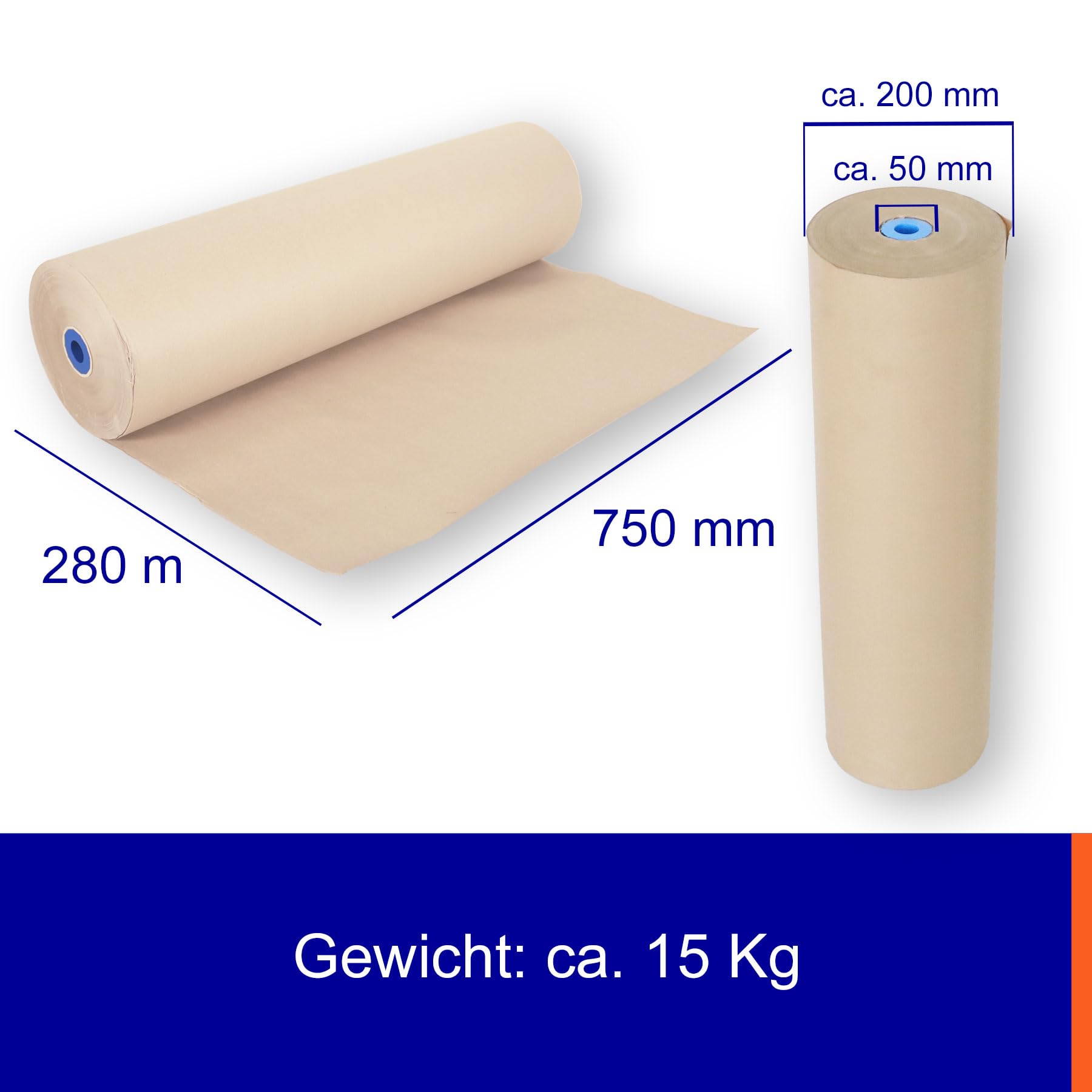 2 Rollen Natronpapier 75cm | 15kg/Rolle | als Packpapier zum Schutz sensibler Artikel | Füllpapier zum Auspolstern von Versandpaketen | Kraftpapierrolle | einfache und umweltfreundliche Verwendung