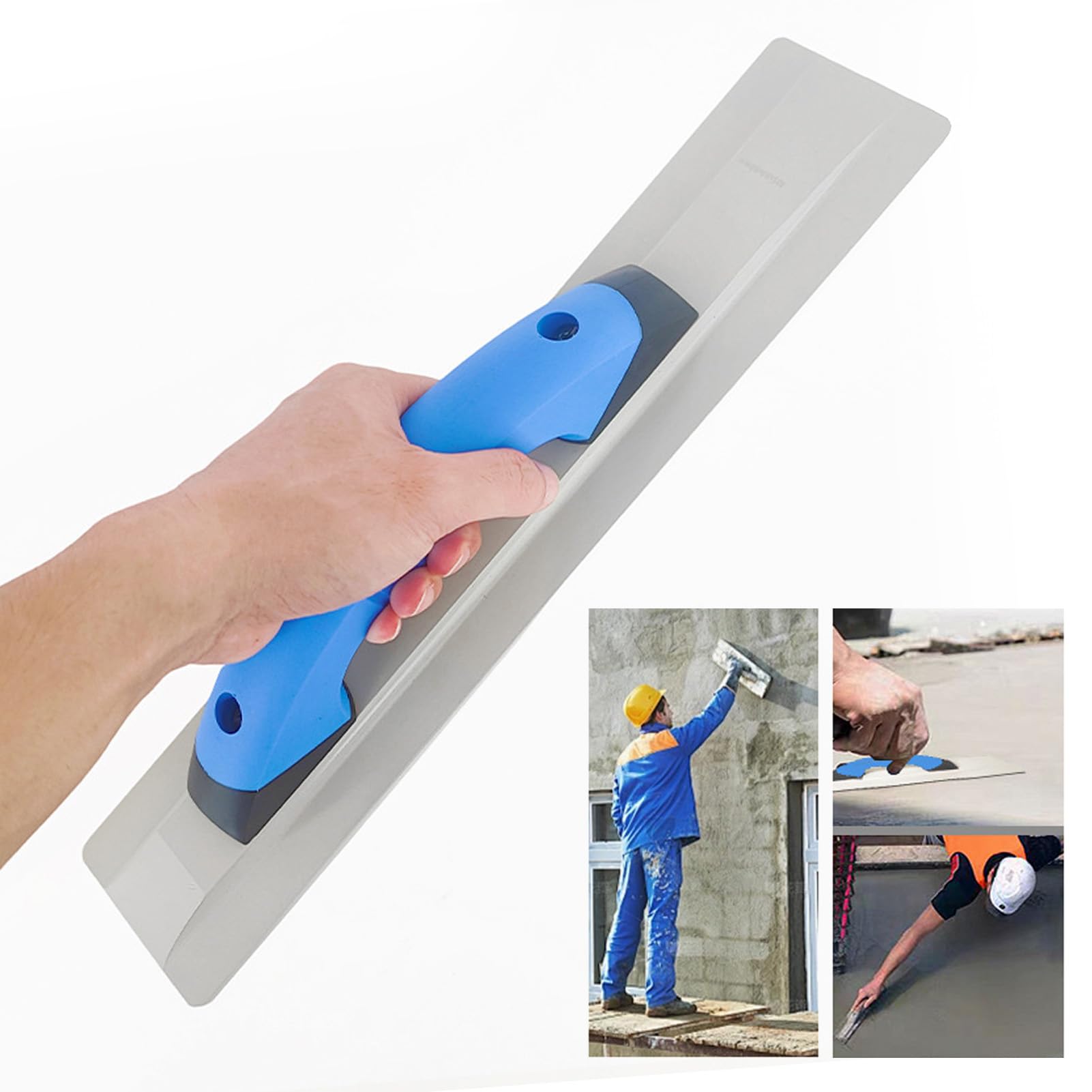 Paleta de Yeso Paleta de Acabado Plana de 405x80 mm con Mango de Goma ergonómico Herramienta Manual de construcción Resistente para Trabajos de enlucido de hormigón y Cemento