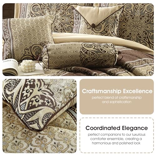 Grand Avenue Medallion 7 Piece Navy Comforter Set, King Size Jacquard Bedding, All Season Bedding Set, Bed Skirt thumb #5