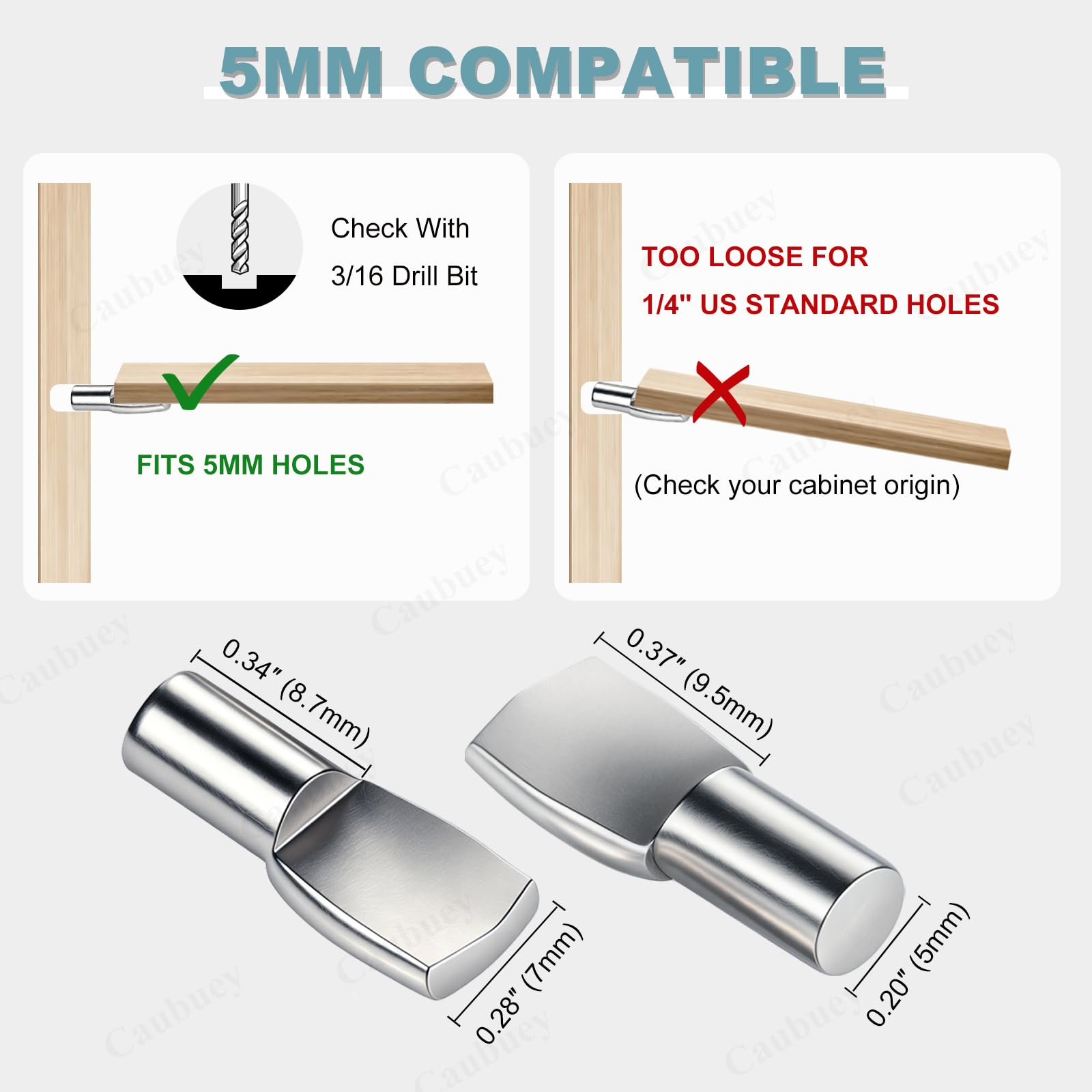 30PCS 5mm Shelf Pegs, Metal Shelf Support Pins for Cabinets, Bookcases, Closets and Furniture, Nickel Plated Shelf Holders (Spoon Shaped) — Amazon image 2