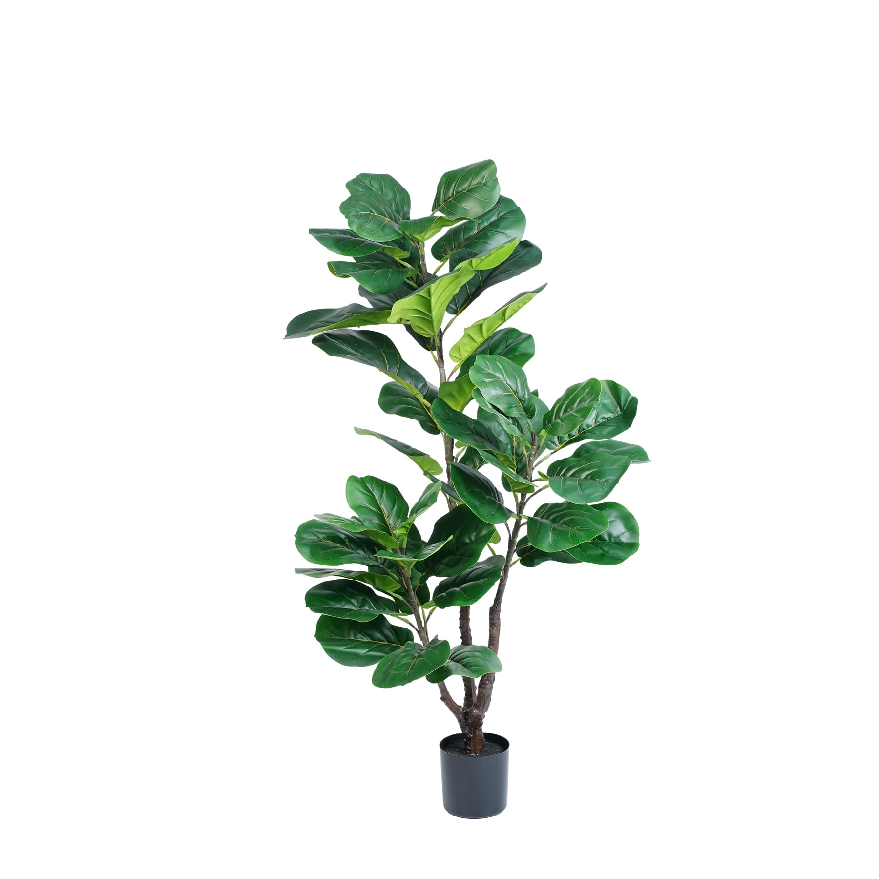 4FT Artificial Fiddle Leaf Fig Tree with Nursery Pot, Fake Ficus Plant with 3 Natural Trunks and 49 Realistic Leaves, Perfect Faux Ficus Lyrata Plant for Home Office Indoor Decor