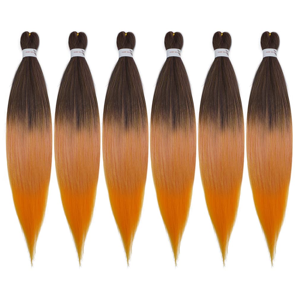 Buy 26 inch Pre Stretched Braiding Hair Ombre Orange Crochet Braids