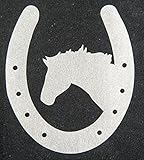 HKM Bügelmotiv Hufeisen mit Pferd, Silber Flex Moda Glitter, One Size