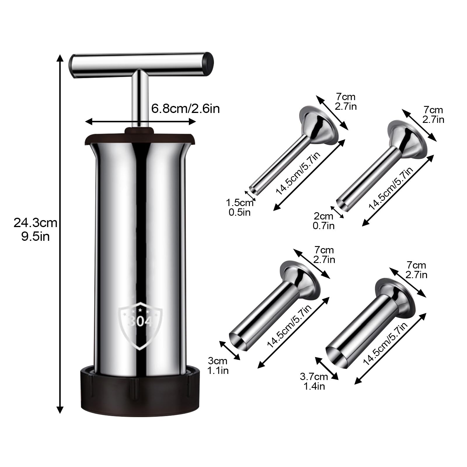 304 Acero Comestible Salchicha Máquina Linker, Salchicha Tubos Relleno con Boquilla Pulida Y Lisa, Tubos Ampliada, Enema Rápido, Fácil De Limpiar, Adecuado for Uso Doméstico