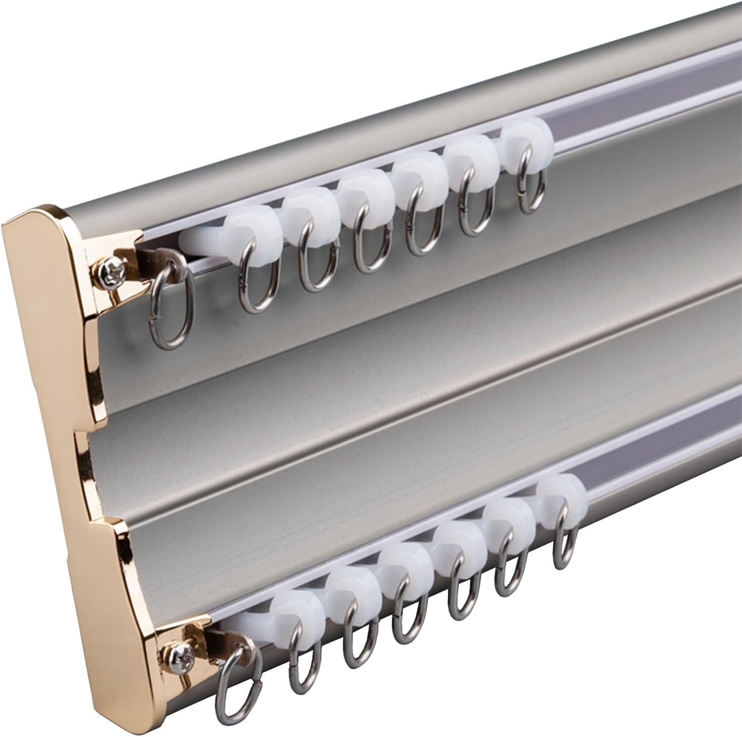 Rail de rideau double Nano Silence pour montage au plafond Rails de rideau doubles en aluminium siamois pour bureau, salon, maison, salle de bain, cloison de séparation, plafond suspendu (ta