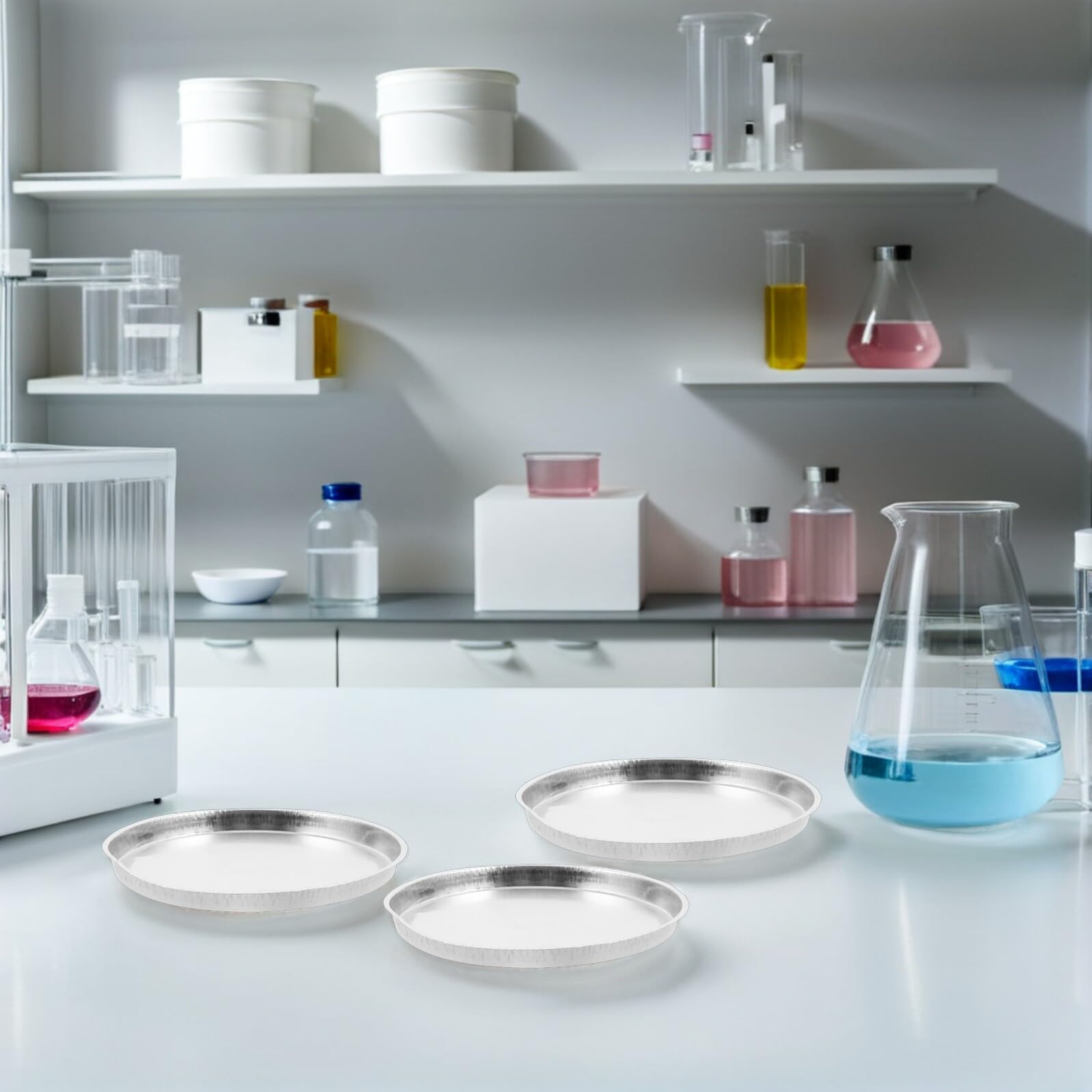 HEMOTON 10 Pièces Plateaux de Pesée en Aluminium 90 Mm, Coupelles Légères pour Analyseur D’humidité, Bacs D’échantillonnage Laboratoire Chimique et Agroalimentaire, Surface Lisse