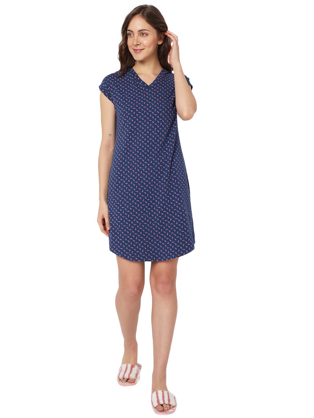 Women's Cotton Blend Casual Above The Knee T-Shirt Dress