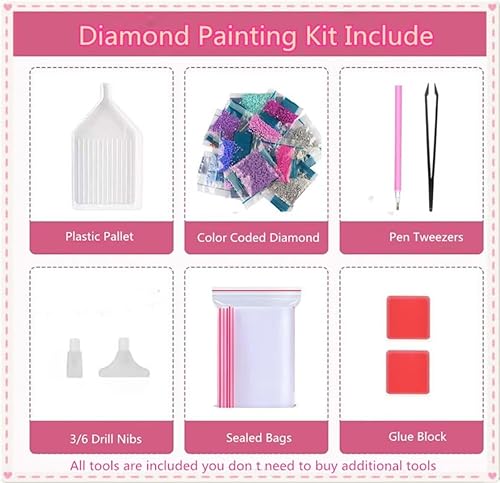 Miniatura 7 de Pintura de diamantes de peonía rosa con diamantes de 6.3 x 31.5 in, 5D, pintura por número para adultos, accesorios de arte y manualidades, punto de