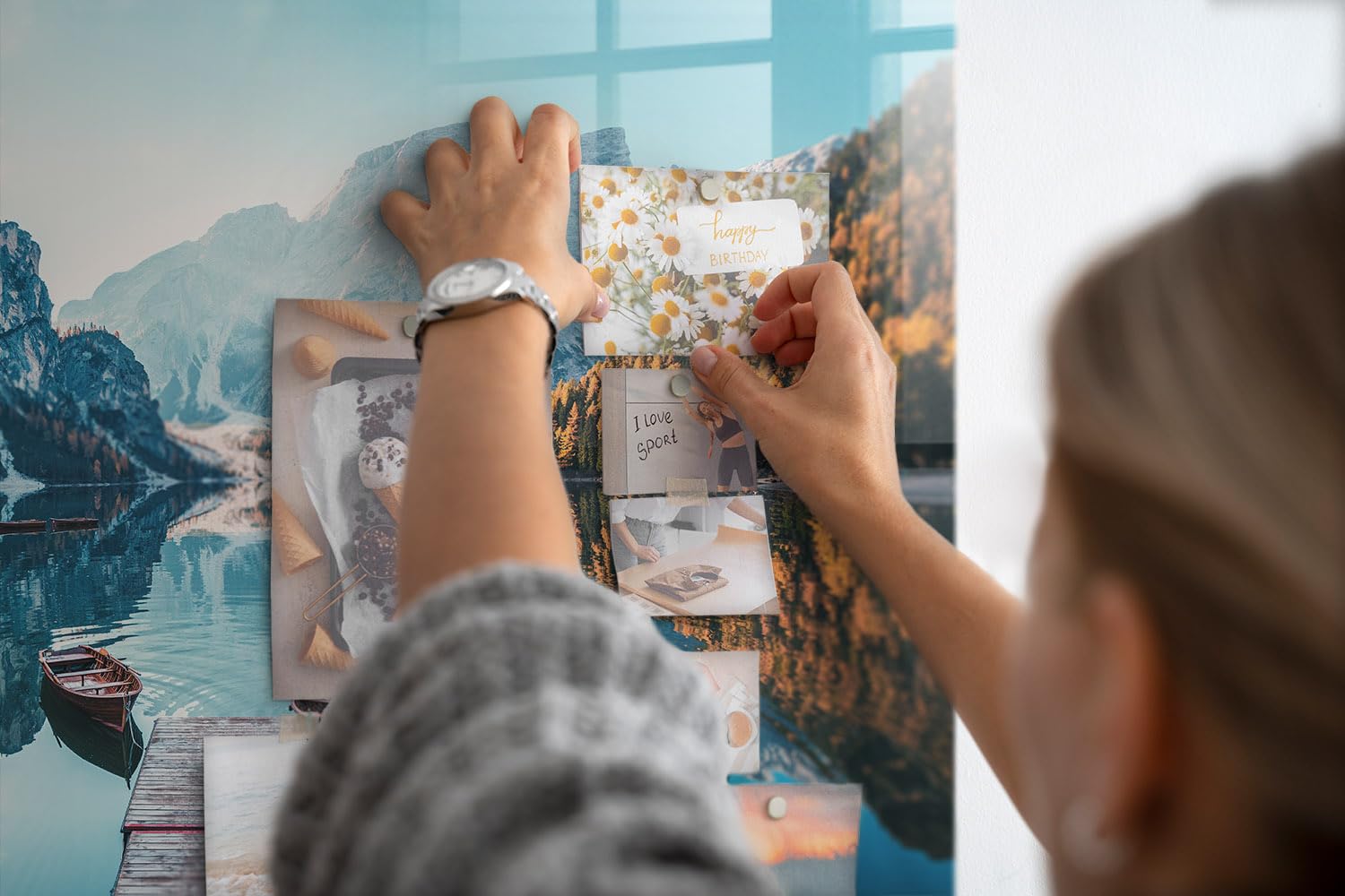 Magnettafel für Schule Gastronomie und Büro 90x60 Boote auf dem See | Pinnwand | Glas | Memo | Organizer | Planer | Sicherheitsglas | Paneel | Infoboard | Wochenplaner | Terminkalender