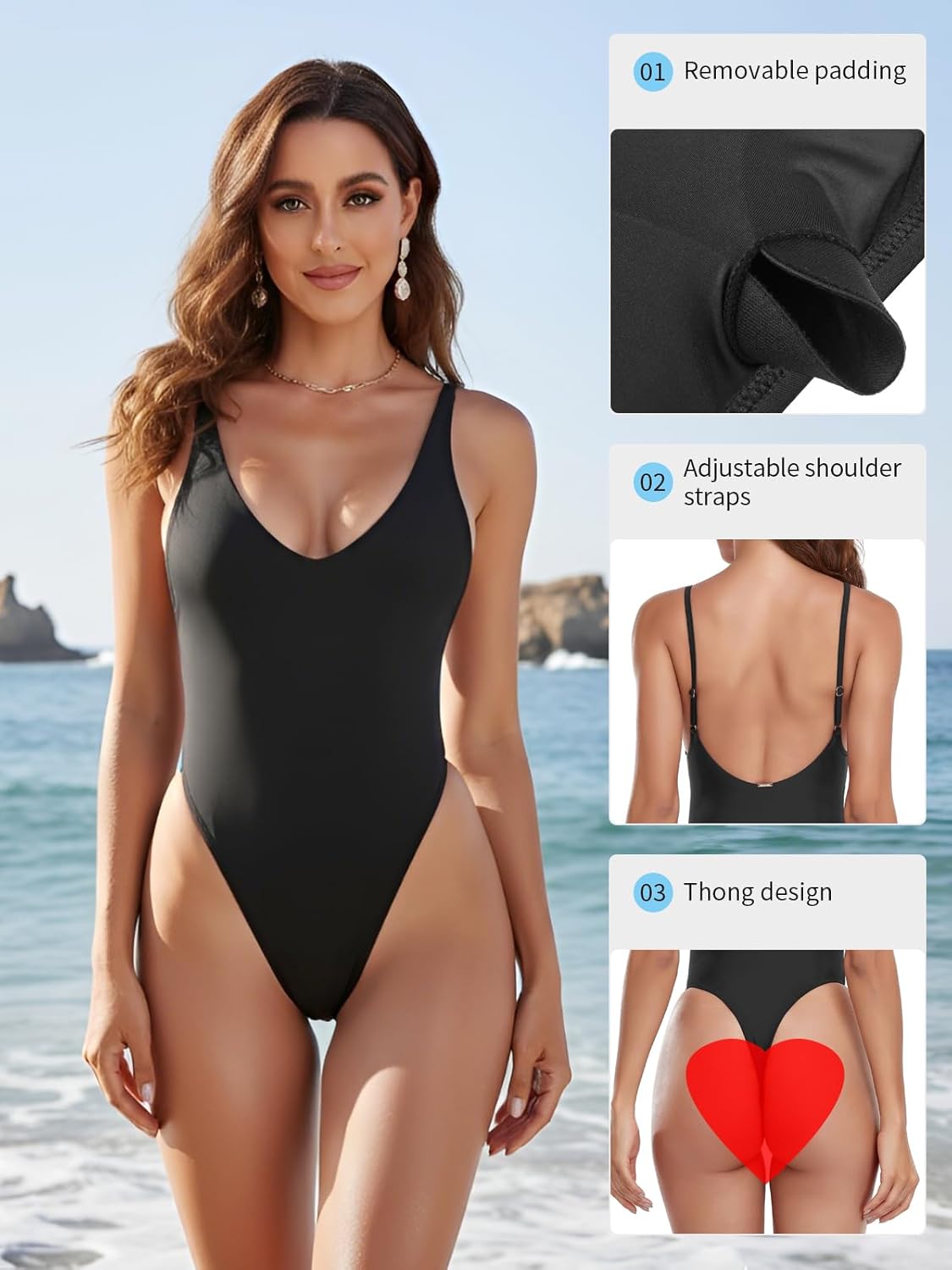 RELLECIGA Women's One Piece Thong Swimsuit - Image 5
