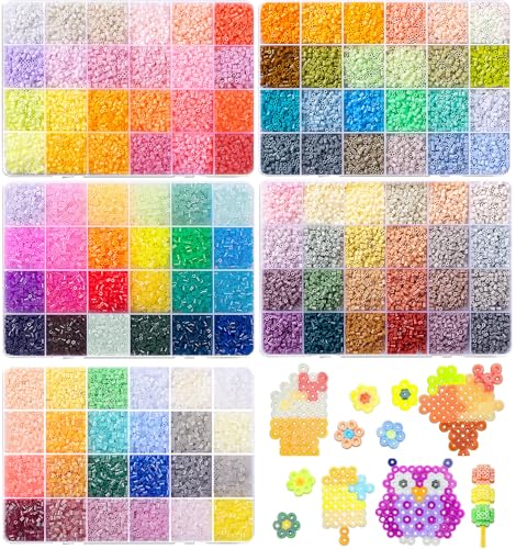 アイロンビーズ 24色セット 5箱 2.6mm 約42000粒 DIY手芸 作成キット 誕生日プレゼント (約8400粒-1~5番) アイロンビーズ 24色セット 5箱 2.6mm 約42000粒 DIY手芸 作成キット 誕生日プレゼント (約8400粒-1~5番)