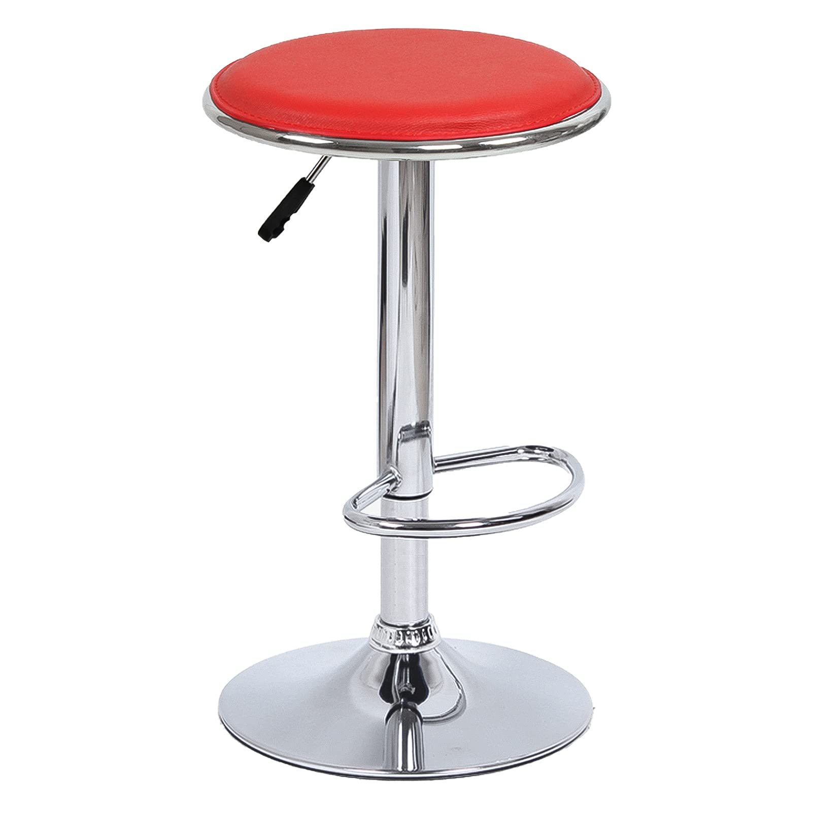 IUokLU Modern Round Swivel Bar Stool with Adjustable Height for Bar Counters Certified Air Rod Rotatable Seat Surface Sleek Design for Comfortable Sitting(Red-1 Size)