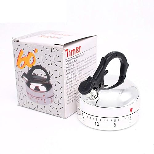 Miniatura 5 de Temporizadores mecánicos en forma de caldera de dibujos animados 60 minutos de cocina temporizador de cocina reloj contadores de alarma ruidosos