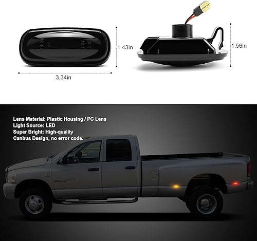 Miniatura 3 de litzland 4 luces LED de posición laterales compatibles con Dodge Ram 2500 3500 2003-2009 lente ahumada doble defensas parachoques lámparas para SLT