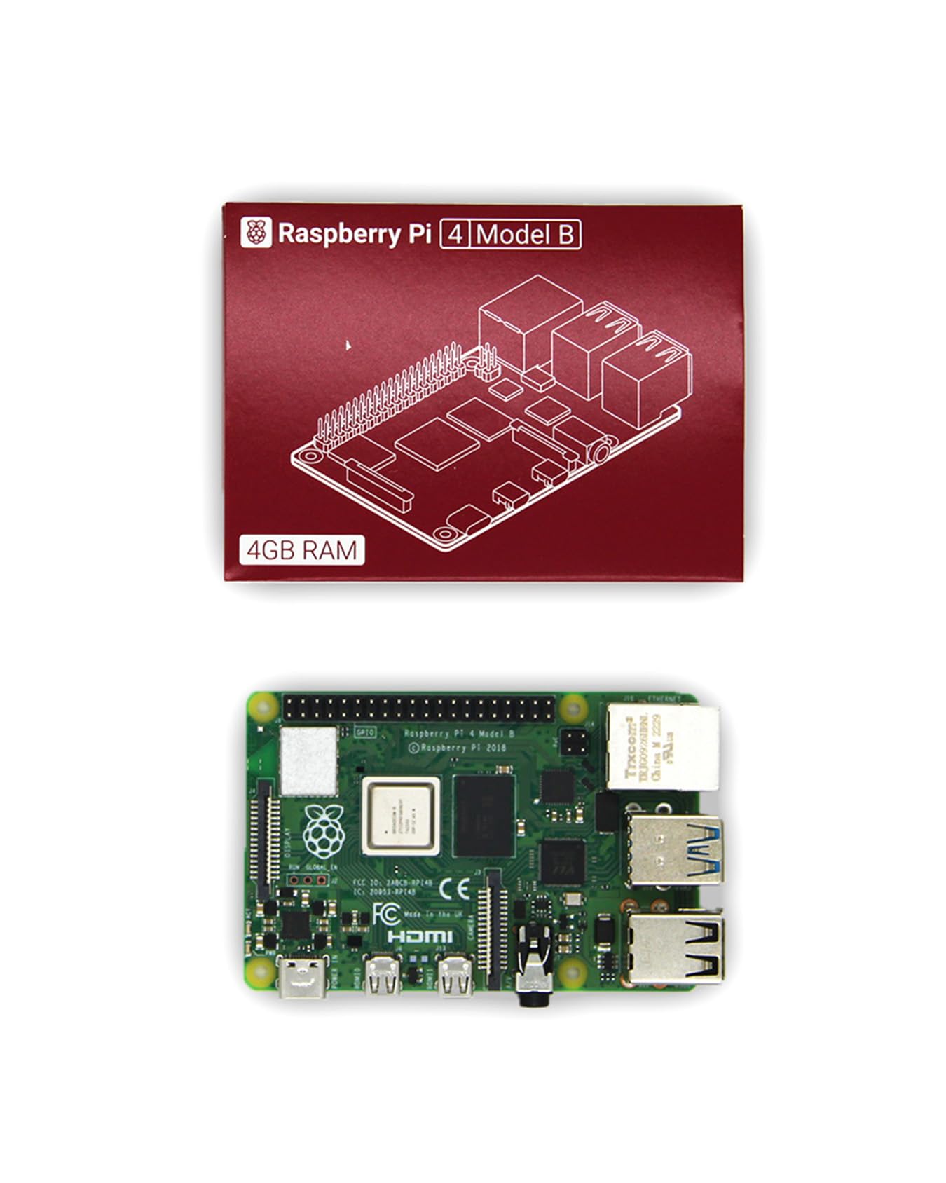 atxx Raspberry Pi 4 4GB Base Kit – Set Computer Single Board con Pi 4 (4GB), Case, Alimentatore, 2x Cavi Micro-HDMI (2m), OS Bookworm Preinstallato – Per Principianti e Maker