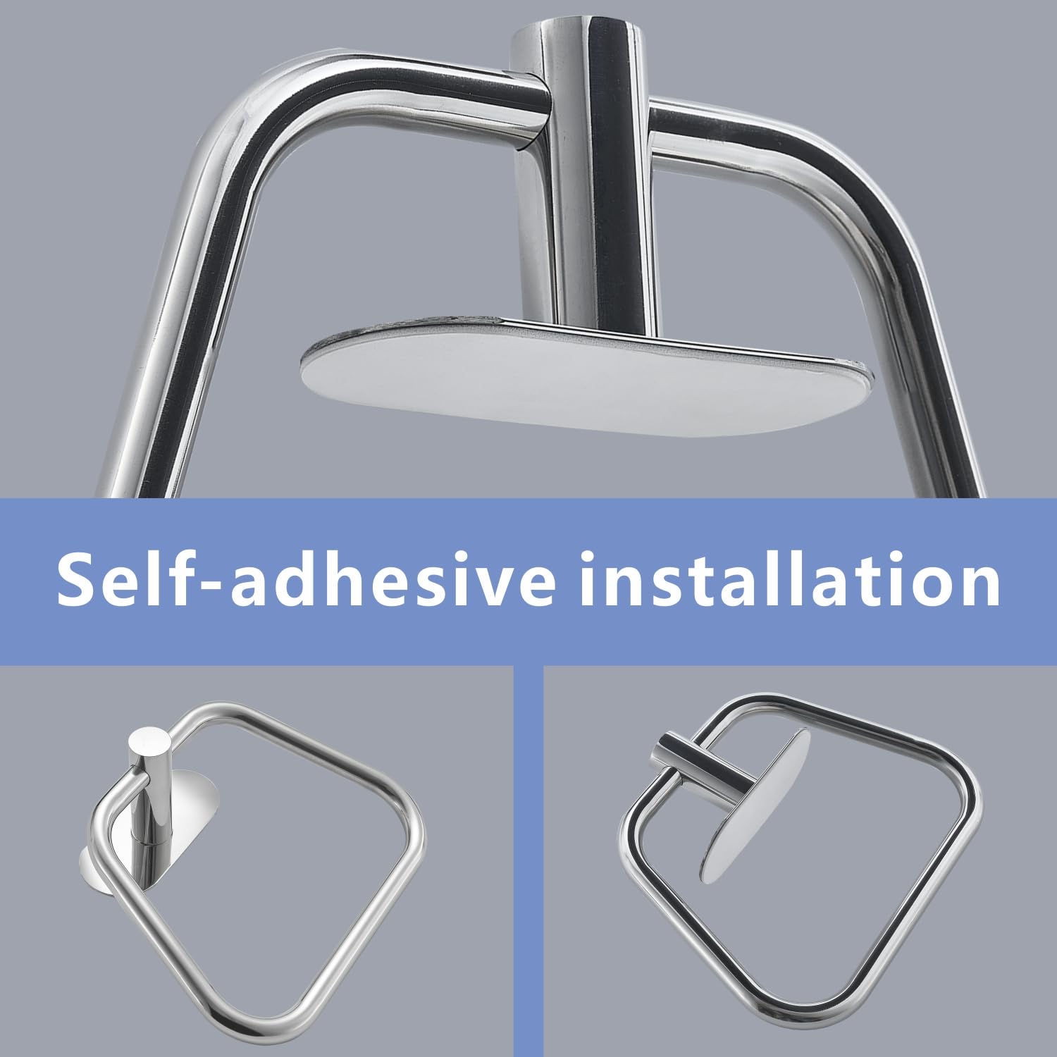 Toallero Autoadhesivo de Acero Inoxidable 304 para baño, Cocina, Gancho para Toalla de baño con diseño de Escalera, Montaje en Pared sin taladrar (Cromo)