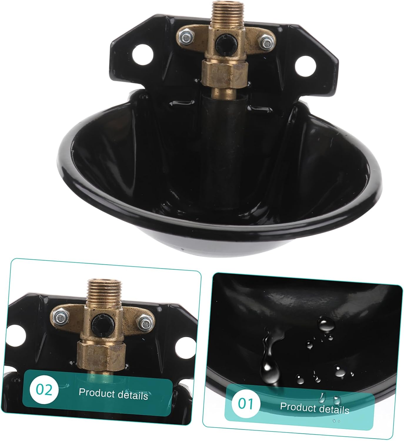 Generic Sheep Feeder Automatic Water Feeder Horse Pet Water Dispenser Pet Automatic Outlet Bowl Horse Cattle er Goat Animal Trough Goats er Black