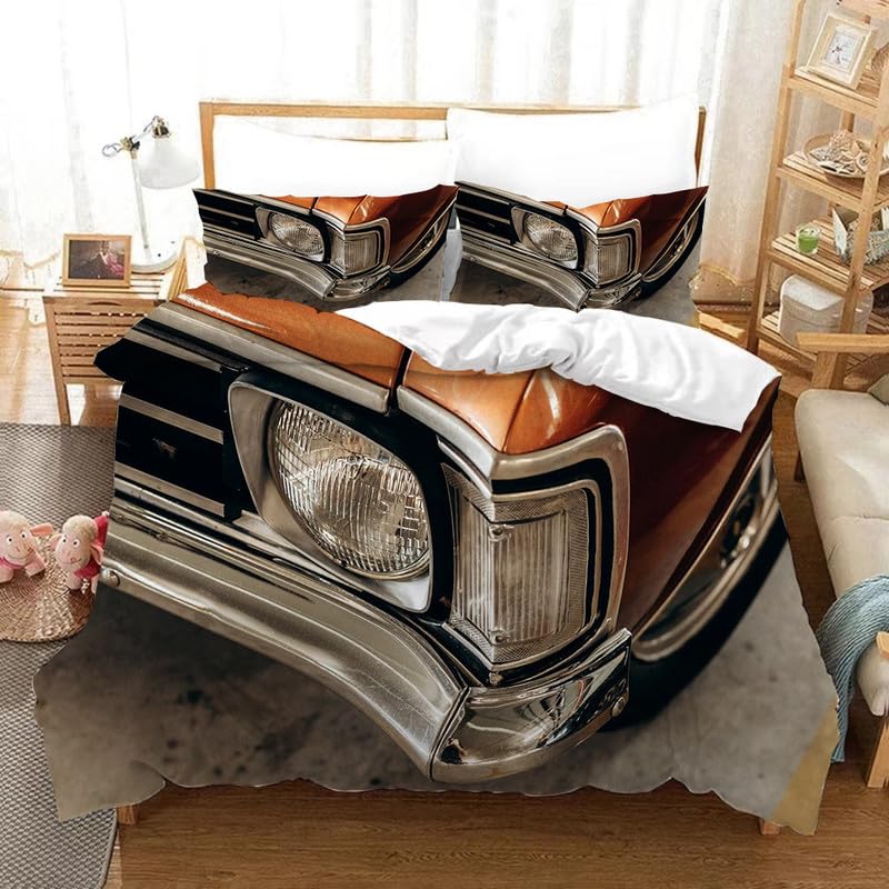Funda nórdica cama 90 coche marrón 155x220cm microfibra infantil con almohada
