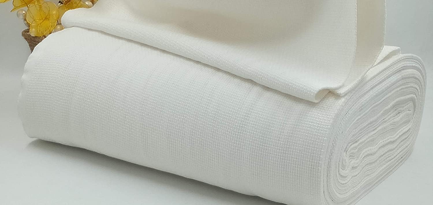Embroidery Cross Stitch Matty Soft Fabric Cloth (Cross Stitched Aida Needle Work Fabric) 34 Inches Width (8 Count Soft) - (5 Meters, White)