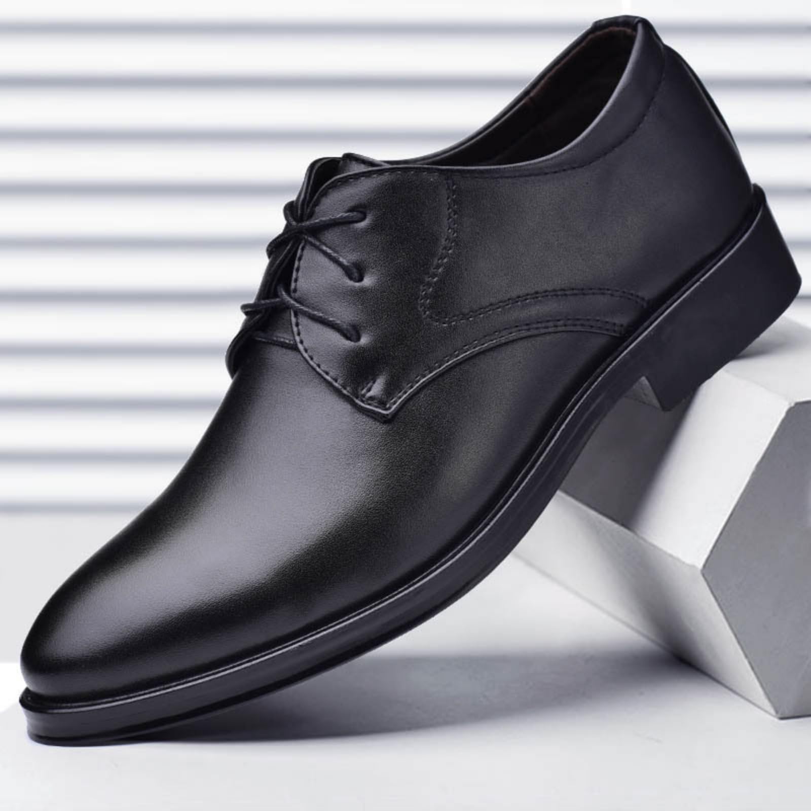 Hixingo Chaussures Habillées Oxford en Cuir pour Homme, Chaussures Ville Homme 38-49 EU Derby Masculin Basse Business en Cuir Confortable Antidérapantes pour Mariage, Officiel