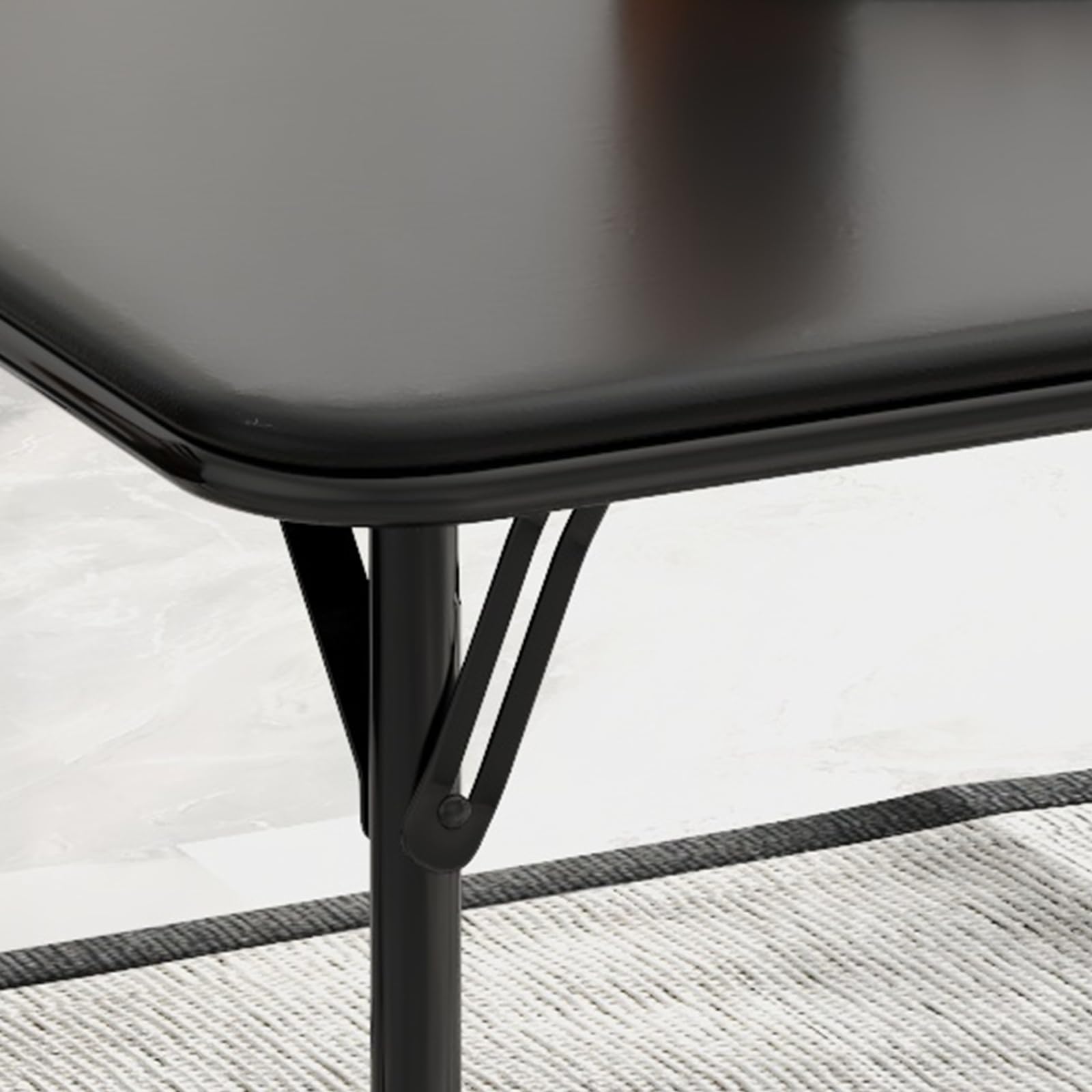 Garvee Mesa Plegable, Mesa Plegable Camping Fácil de Plegar y Ahorra Espacio, Uso versátil para Interior salón balcón y Exterior terraza Camping, 96×96×70 cm, Negro