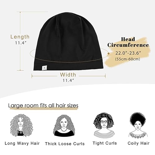 Miniatura 5 de YANIBEST Gorro de seda de satén para dormir, 2 unidades, ajustable, con forro de satén, para mujer, cabello rizado y natural, para dormir por la