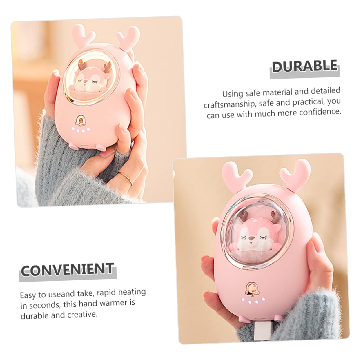 Scaldamani Invernale Portatile Ricaricabile USB Mini Scaldamani Tascabile per Bambine Protezione Interna per Campeggio Escursionismo e Sci