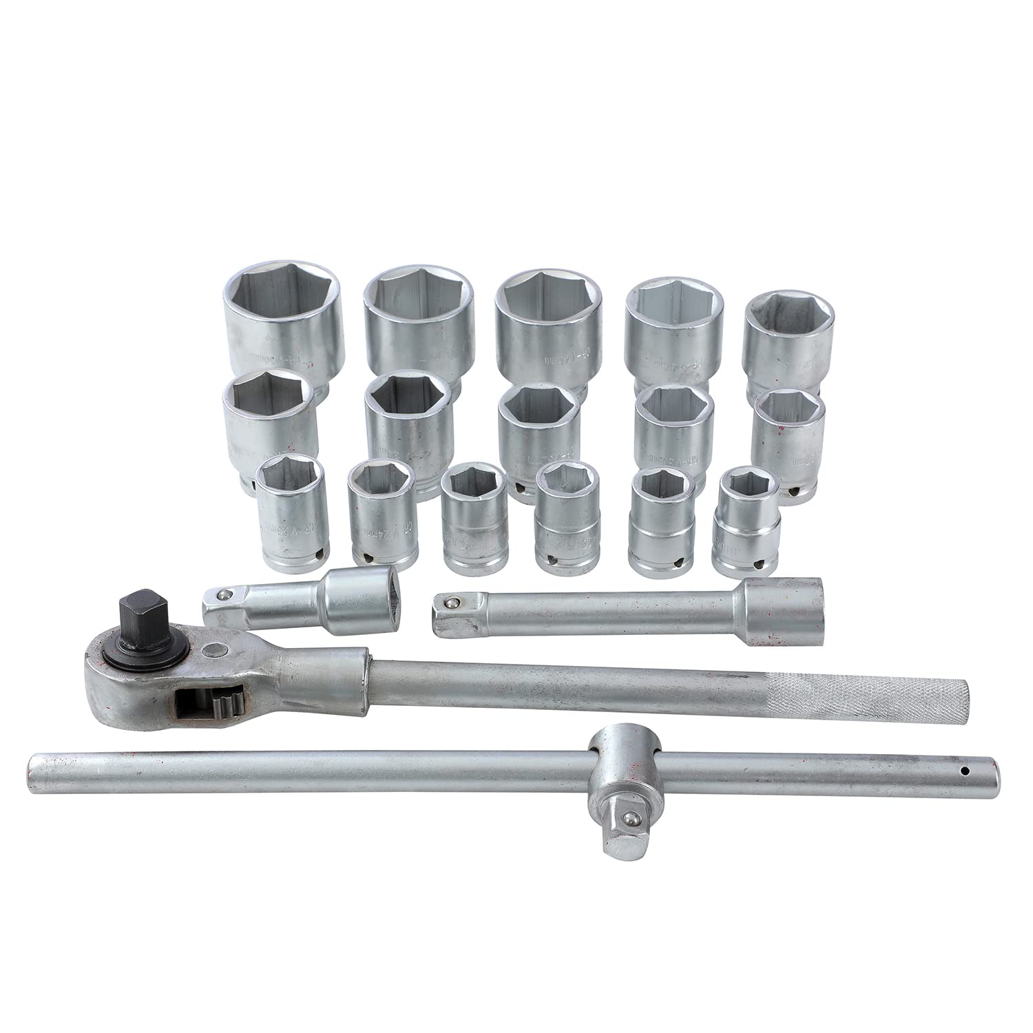 KATSU Set di Chiavi a Bussola 3/4" 21 Pezzi, 19-50mm Metrico Esagonale a 6 Punte con Chiave a Cricchetto a 24 Denti in Custodia d'Acciaio, Attrezzi Meccanici Riparazione Automatica (Budget)