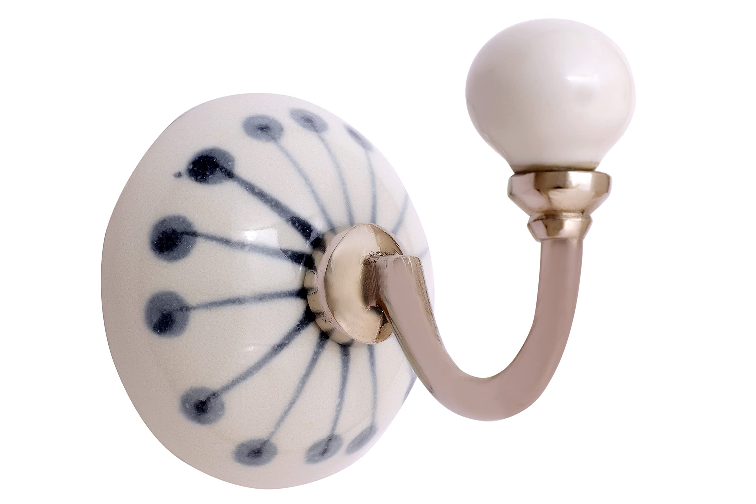 Nacnic Set of 2 63mm Round Ceramic Hangers with Hooks | White and Grey Hangers | Ideal to complement all types of rooms | Stylish Multi-Purpose Hangers