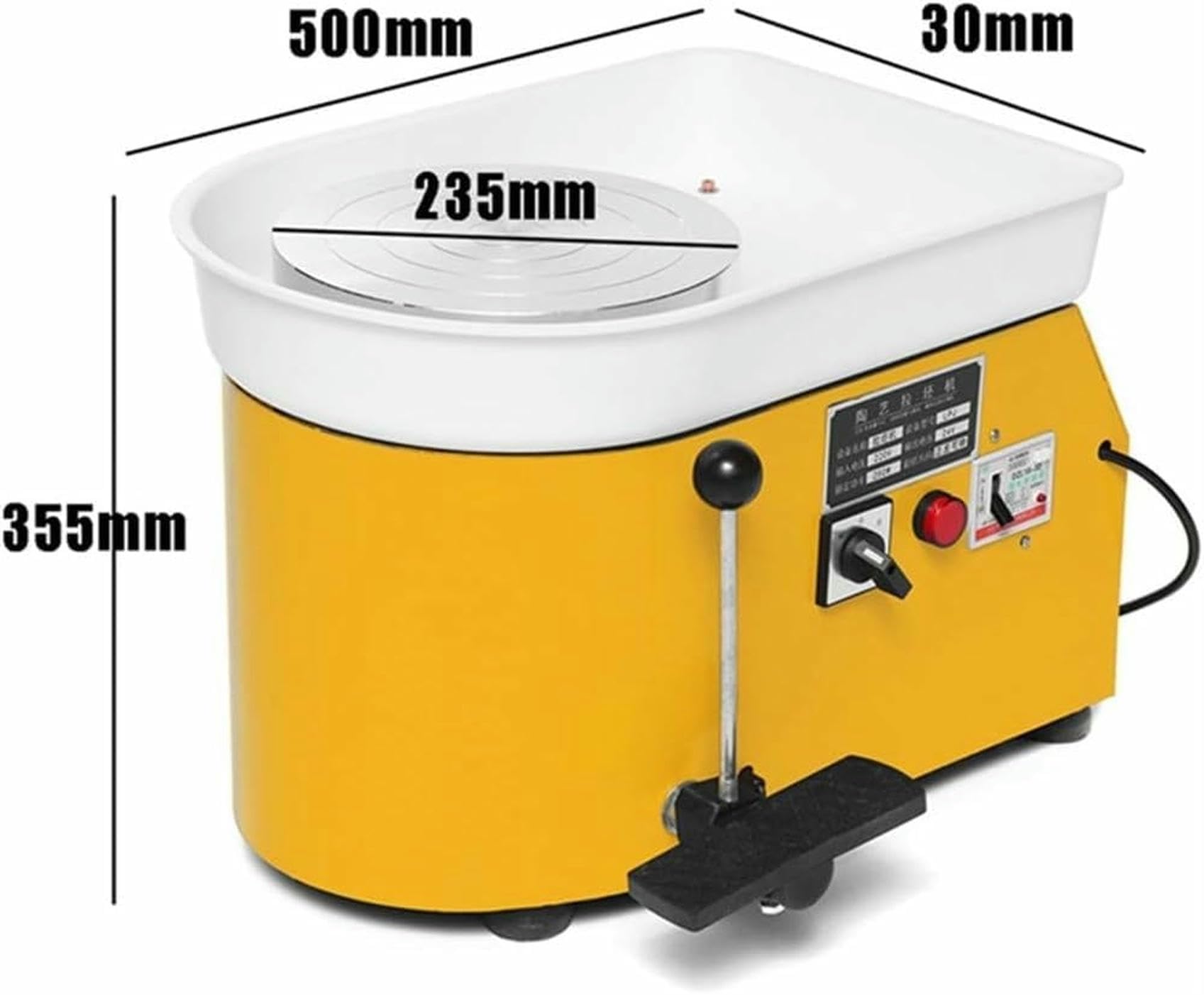 Torno de cerámica eléctrico de 350 W, máquina para Dar Forma a la cerámica, 235 mm, Herramienta para Arcilla, Pedal para Manualidades y Trabajos de cerámica~/