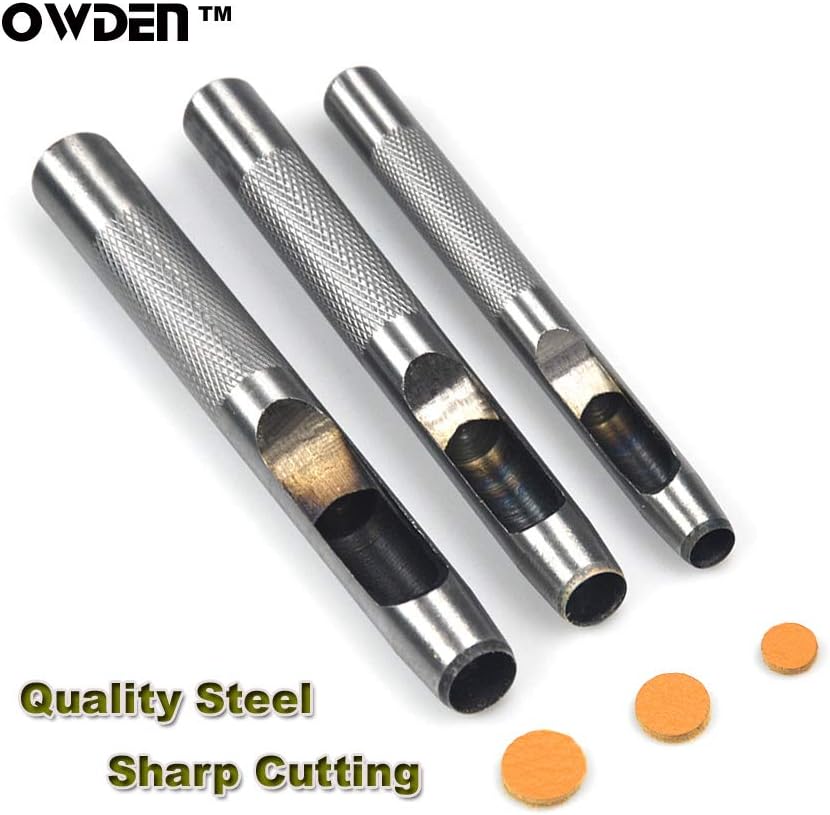 OWDEN 9 PIECES HOLLOW PUNCH SET (1/8"-1/2") WITH A FREE CUTTING MAT, LEATHER HOLE PUNCH SET - - 