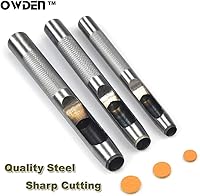 Vista 6 de OWDEN Juego de punzones huecos de 9 piezas (1/8"-1/2") con una alfombrilla de corte gratis, juego de punzones de cuero