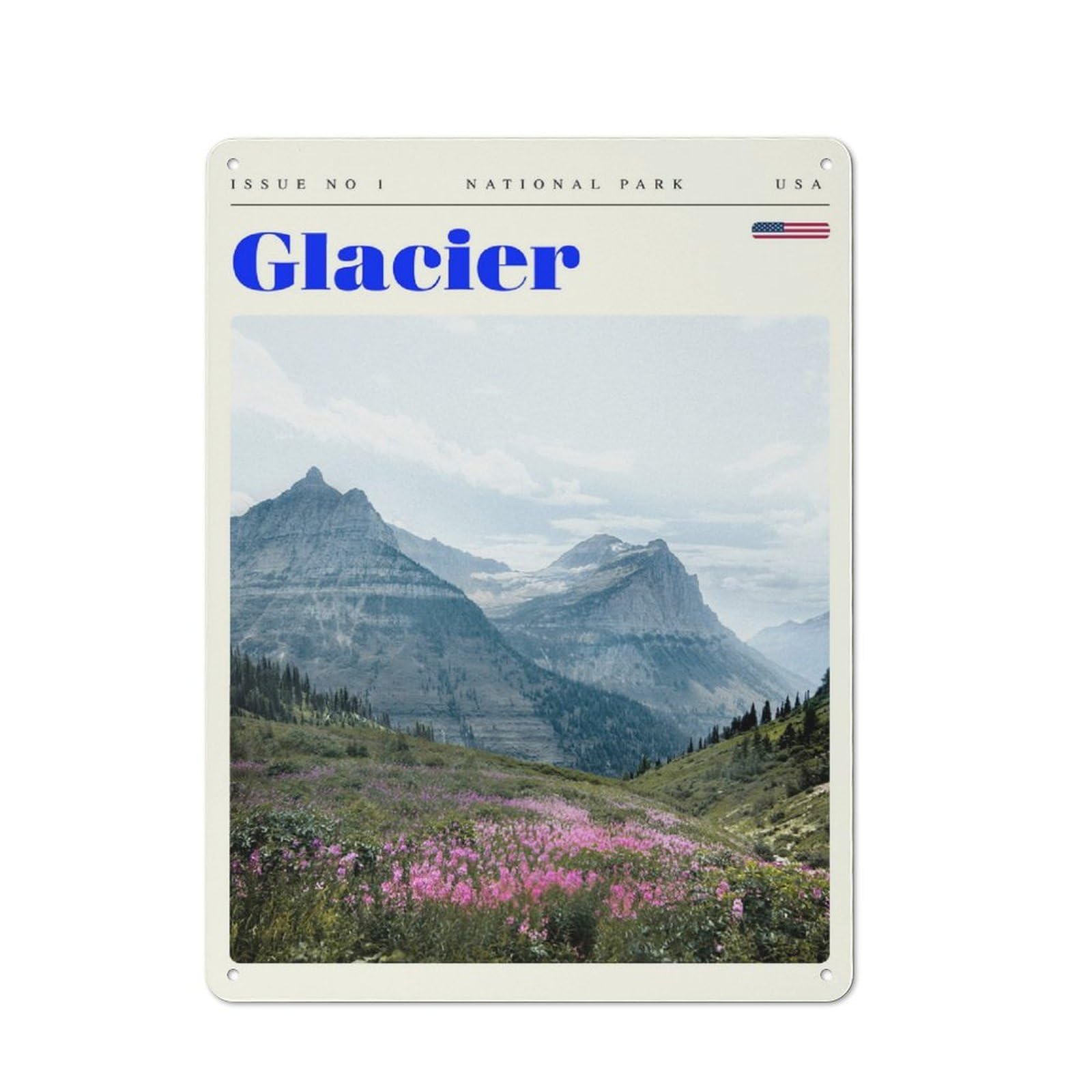 Junmoney Style-21 Glacier National Park Travel Art Rustic Tin Sign 40X30cm For Living Room Wall, Suited To Home Wall Decor Collectors