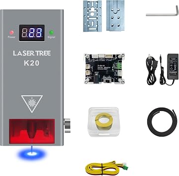 LASER TREE 20W Laser Module,Laser Head with Air Assist TTL Blue Light Module, Quadruple Beam Compressed Laser Cutter Module Head for Laser DIY Cutting Engraving Machine